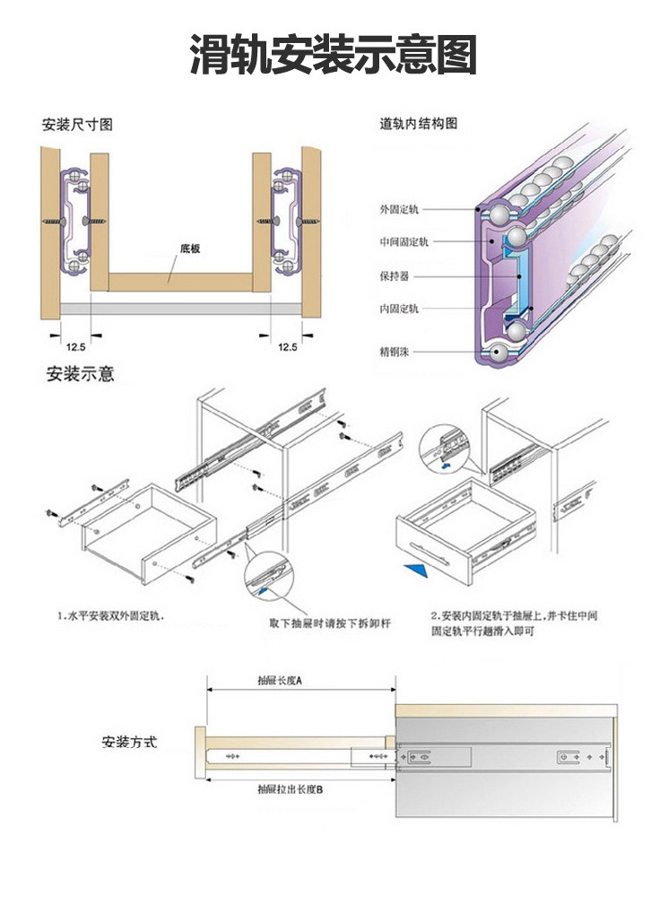 2021櫥柜抽屜滑軌安裝示意圖